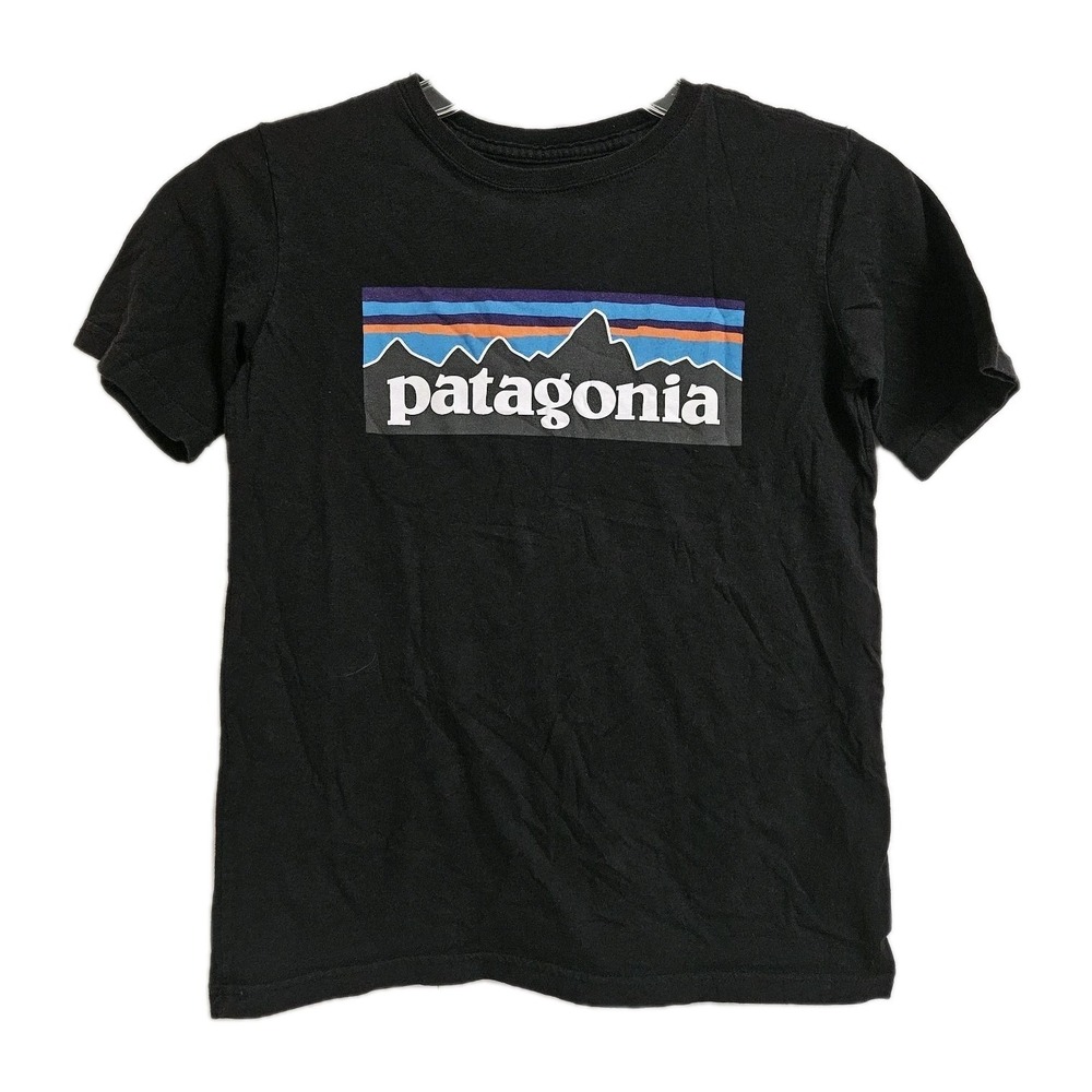 Patagonia Kids T-Shirt Small 7-8 Black Cotton Tee Outdoors Casual Tee VGUC